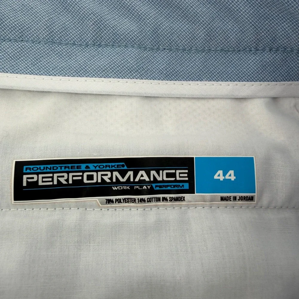 Roundtree & Yorke Mens 44 Blue Performance Shorts Stretch Golf‎ Tech Flat Front